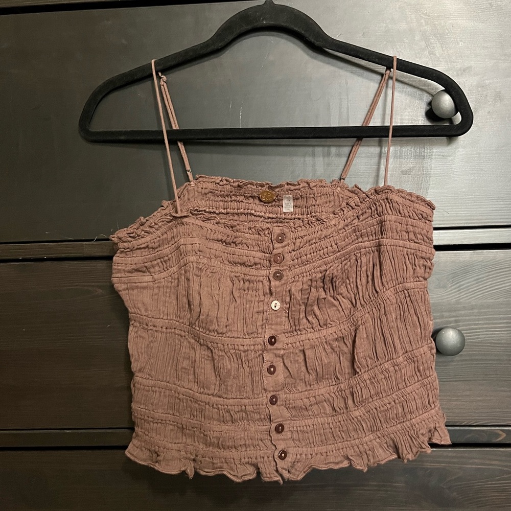 Free people smocked Strappy cotton top